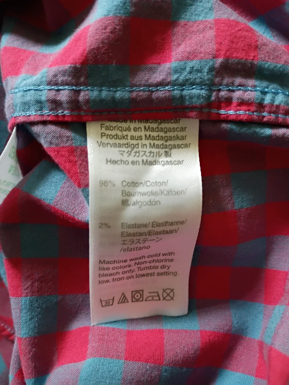 J. Crew Slim-Fit Button-Down Shirt in Red and Teal Check